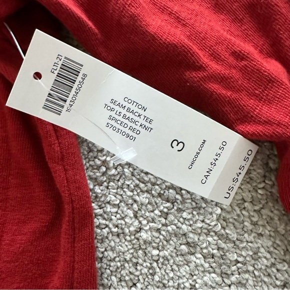 NWT Chico's Seam Back Tee in Spiced Red Size 3 - US XL - Picture 2 of 7